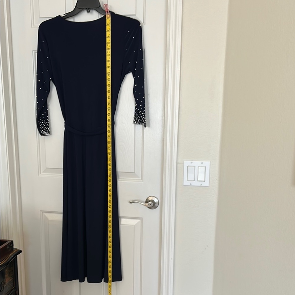 MSK Black Sheath Dress w/ Embellished Bishop Sleeves | Size M - Picture 6 of 10